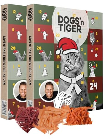 Dogs'n Tiger - Guido Maria Kretschmer Katzen Adventskalender Bundel 2025, Adventskalender für Katzen – Natürliche & hochwertige Snacks aus 85% Fleisch hinter jedem Türchen, ohne Zucker & Getreide