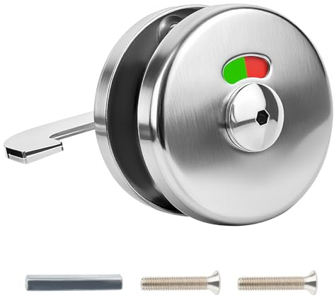 1 Juego de Pomo Giratorio Cerraduras Puertas, Condena Cerradura de Privacidad con Pestillo Giratorio, Roseta de acero inoxidable Con indicador de ocupación para puerta inodoro de baño