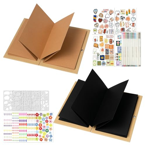 Neikafan 2 Unidades Álbum para Pegar Y Escribir Personalizar Album de Fotos DIY Scrapbook para Boda Aniversario Cumpleanos Familiares Navidad San Valentín Día de la Madre(18x12 cm)