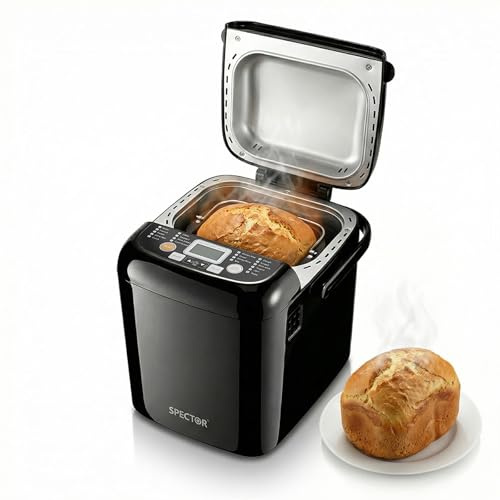Spector Compact Bread Maker Machine, 1.2lb Small Breadmaker with 15-Hour Delay Timer, Low Noise DC Motor, 3 Crust Settings, Non-Stick Pan, Gluten-Free, Sourdough
