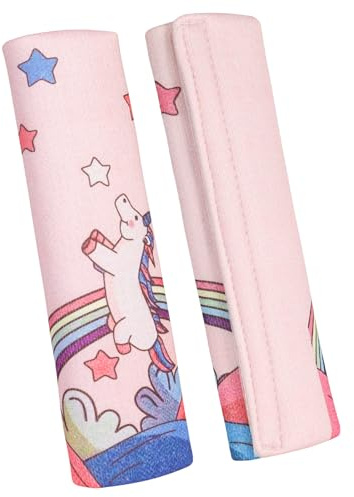 AYBUY 2 Pack Car Seat Belt Pads, Universal Harness Pads for Kid Adult | Seatbelt Strap Cover, Soft & Comfortable, with Adjustable Hook & Loop, for Baby Toddler Kid Adult, Pink Unicorn Pattern