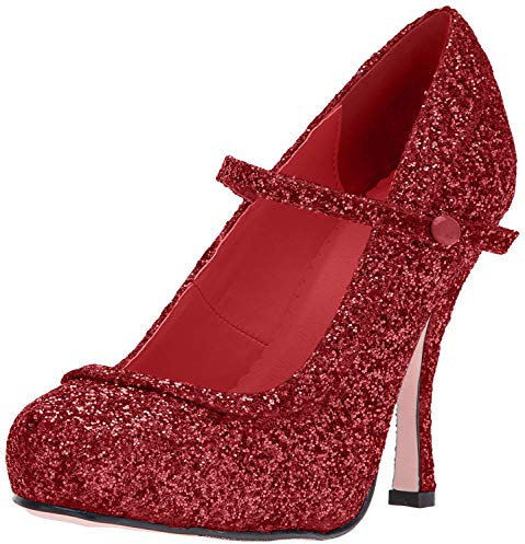 Ellie Shoes Women's 423-Candy Glitter Maryjane Platform Pump, Red, 7 US/7 M US