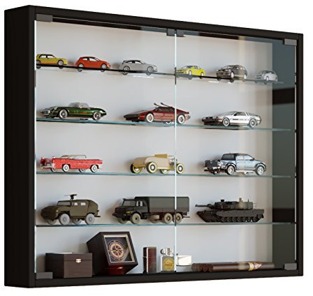 VCM 912950 Vitrine Sammelvitrine Wandvitrine Wand Schrank Regal Hängeregal Hängevitrine Holz Schwarz,60x80x10 cm Mandosa L Mandosa L