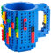 Build on Brick Mug Bausteine Kaffeetasse - Bausteine Tasse Bauklötze Kaffee-Becher 350ml (Blau), Kunststoff