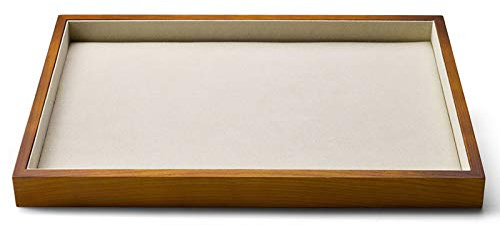 Oirlv Wood Flat Jewelry Tray Stackable Jewelry Drawer Organizer Showcase Jewelry Holder (Creamy-white flat tray)