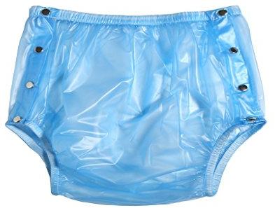 Haian Inkontinenzhose für Erwachsene, Kunststoff, mit Druckknöpfen, Größe XXXL, durchsichtiges Blau