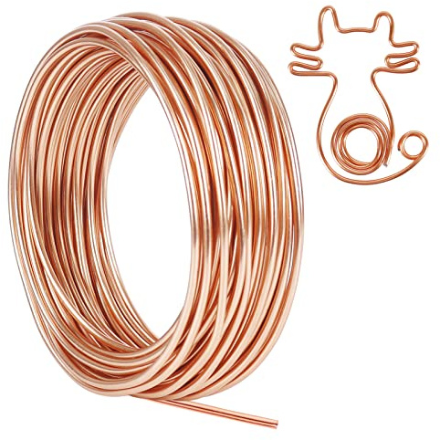 Tenn Well Aluminum Wire, 50 Feet Bendable Craft Wire for Jewelry Making, Plants, Gardening, Sculpting (9 Gauge, Copper Tone)