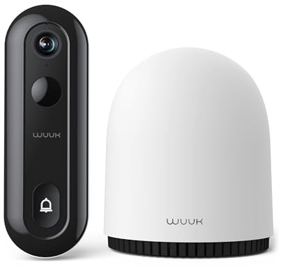 WUUK 2K Doorbell Camera, Video Doorbell Wireless/Wired, Homebase Supports Up to 8 Cams, No Subscription, 2.4/5 GHz WiFi, 32G Local Storage, Human Detection, Compatible with Alexa and Google Home