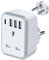 UK to European Plug Adapter,Schuko European Plug Adapter with 3 USB Ports and 1 Type C,Grounded EU Europe Power Adapter for Germany Spain France Turkey Greece Iceland Poland and More(Type E/F (1 PACK)
