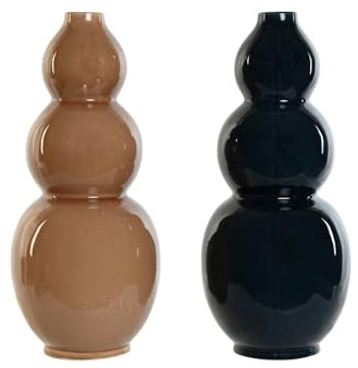 Home ESPRIT Jarrón Azul Marrón Porcelana 19 x 19 x 45 cm (2 Unidades)