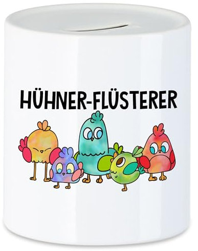 Hey!Print Hühner-Flüsterer Spardose Huhn-Fans Bauernhof Chicken Hühnerhof Geschenk