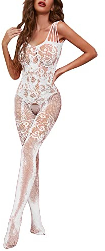 Générique Tenue SM, Lingerie Erotique String Transparent Femme Haut Resille Femme sous Vetements Feminins Sexy Hot Combinaison Blanche Lingerie Sexy Grande