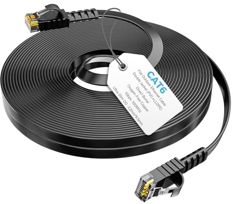 Mygatti 7,5 meter CAT6 platt nätverkskabel, för utomhus- och inomhusbruk 1 000 Mbit Gigabit LAN, robust PVC LLDPE, väderbeständig, UV-resistent Cat 6 RJ45 Ethernet-patchkabel för router/spel/modem