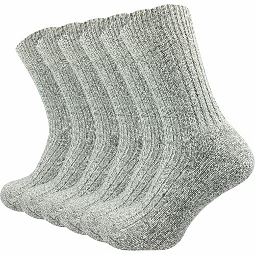GAWILO Chaussettes norvégiennes chaudes homme en laine (6 paires) – Thermiques & respirantes – idéales hiver, bottes & randonnée (Gris clair, 39-42)