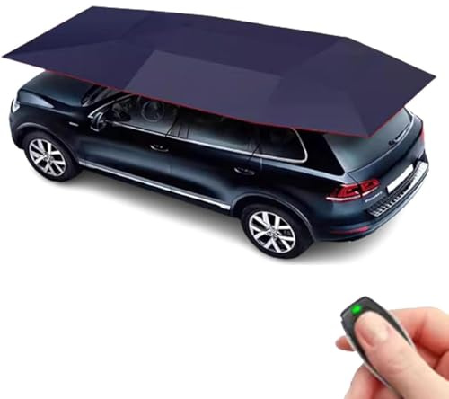 DSYYNAY Biltält, mobilt garage, hopfällbart solskyddstält, mobilt tältgarage med motorer, anti-UV markis, solskydd för utomhus tält (marinblått, 4,5 x 2,3 m)