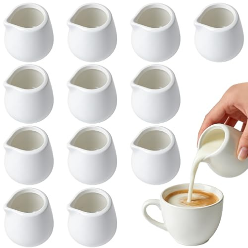 Caraffa per latte in porcellana, 12 pezzi, 50 ml, piccola brocca per latte in ceramica, senza manico, erogatore per espresso, caraffa per schiuma, mini caraffa per cappuccino, latte, latte art, salse