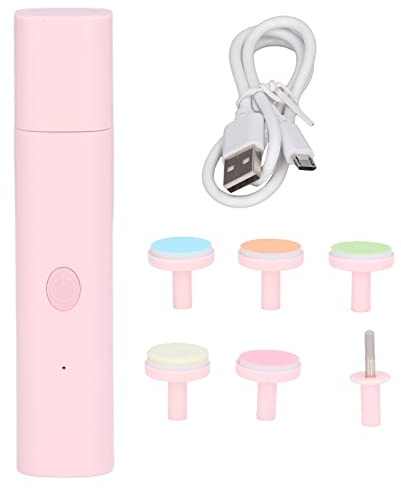 Lima de uñas eléctrica para bebés, cortauñas multifunción antiarañazos para bebés, cortauñas ajustable de 2 velocidades con 6 cabezales de molienda, seguro para recién nacidos, (Rosa)