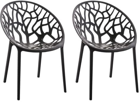 CLP 2er Set Gartenstühle Hope Kunststoff I Stapelstühle wetterfest und UV-beständig I Outdoorstühle pflegeleicht I Sessel für draußen, Farbe:schwarz