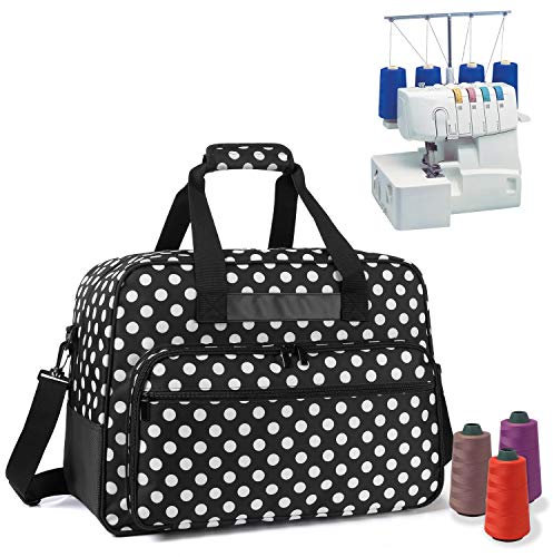 Yarwo Overlocker-Tasche, Tragetasche für Overlocker, Transport- und Aufbewahrungstasche für Overlocker (passend für die meisten Overlock) und Andere Zubehörs, Schwarze Punkte