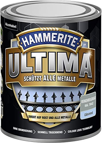 Hammerite Ultima Glänzend, Metallschutzlack, Verkehrsgrau RAL 7042, 750ml