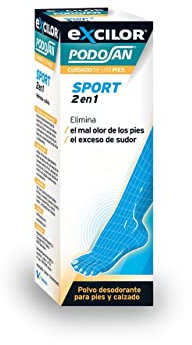 PODOSAN Sport 2 En 1, Polvo desodorante para pies y calzado, Elimina el olor de los pies, Elimina el exceso de sudor, 50 g