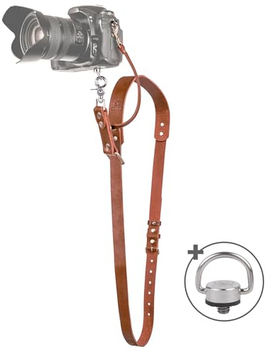 C Coiro Camera Strap Accessories for One Camera Professional Single Leather Harness Shoulder Strap Quick Release Gear DSLR/SLR, Tan