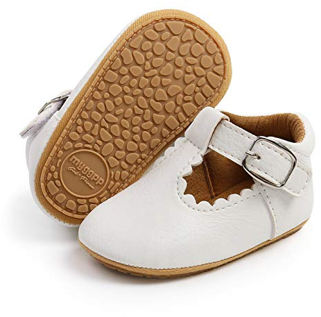 RVROVIC Baby Girl Moccasins Princess Mary Jane Flat Dresses Shoes Premium Lightweight Soft Sole Crib Shoes Toddler Shoes(0-6 Months Infant,A1-White)