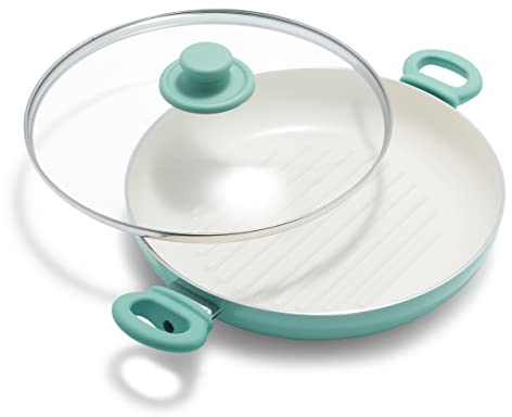 GreenLife Mjukt grepp hälsosamt keramiskt nonstick, grillpanna, 11 tum, turkos