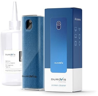 Display Reiniger Durovis Essentials, Screen Cleaner, Bildschirmreiniger mit Mikrofasertuch inklusive 50ml Glasreiniger ohne Alkohol für Auto/Smartphone/Laptop/Tablet (blau)