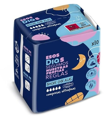 Esos Dias Compresas Ultrafina Noche con Alas, 10 Uds