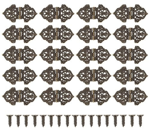 Operitacx Vintage Holzbox Scharniere Aus Zinklegierung 20 Stück Antike Schrank-Scharniere Mit Schrauben Für Dekorative Aufbewahrungsboxen Und Möbelprojekte