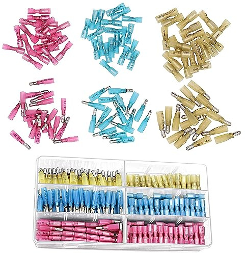 HUAZIZ 150 stycken kabelskor, bullet butt connectors, hane och hona, isolerade klämkontakter, bullet butt Wire crimpkontakter terminaler sortiment kit
