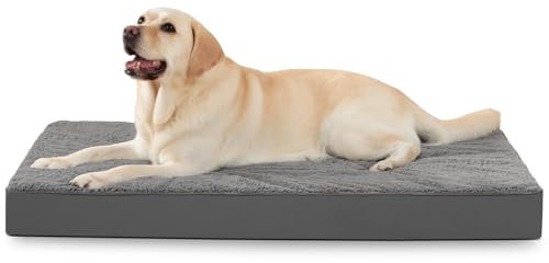 MIHIKK Großes Hundebett mit abnehmbarem, waschbarem Bezug, orthopädisches Hundebett, große Rassen, wasserdichtes Haustierbett, große Flache Hundebetten, große Hundematratze, Dunkelgrau, 91,4 cm