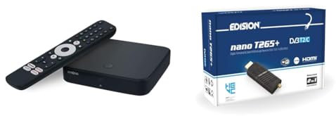 Gamme Android TV STRONG (Android TV + DTT Box Ethernet WiFi) & EDISION Nano T265+ Receptor dongle HDMI Terrestre TDT DVB-T2 y por Cable DVB-C, H265 HEVC, FTA