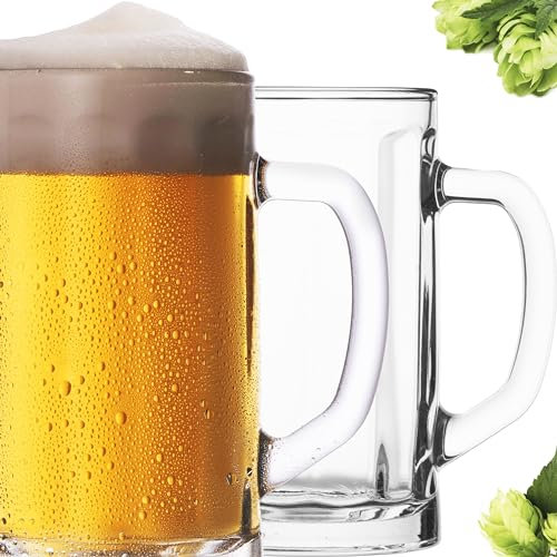 PLATINUX Bierseidel mit Henkel aus Glas Set 6-Teilig 300ml (max. 350ml) Bierkrug Maßkrug klein Bierkrüge Biergläser 0,3L