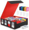 MoKo Kartenaufbewahrungsbox für Trading Cards, 3000+ MTG Deck Box mit 24 bunten Trennwänden & 4 Kartenhalterungen, Kartendeck-Hülle mit Sichtfenster, passend für Magic Game Cards, YugiOh, Schwarz/Rot