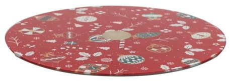 HOME DECO FACTORY, KA0394, Plateau Tournant de Noël Élégant pour Service de Table, Pratique et Durable, Idéal pour Fêtes et Dîners, Facile à Nettoyer, Taille : 30 cm, Couleur : Blanc/Rouge
