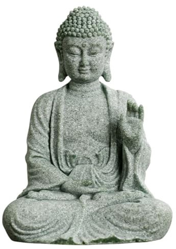 KARLOR Buddha Statue, Stone Buddha Figure for Meditation Garden, Aquarium & Zen Room Decoration