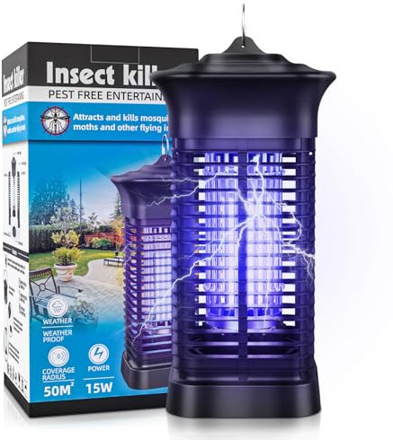 Love begans Lampe Anti Moustique, Répulsifs Electrique, 2 en 1 Électrique Antimoustique, 360 ° UV Tueur d'Insectes Raquette Anti Moustique Electrique, pour Intérieur Extérieur Jardin Terrasse15W