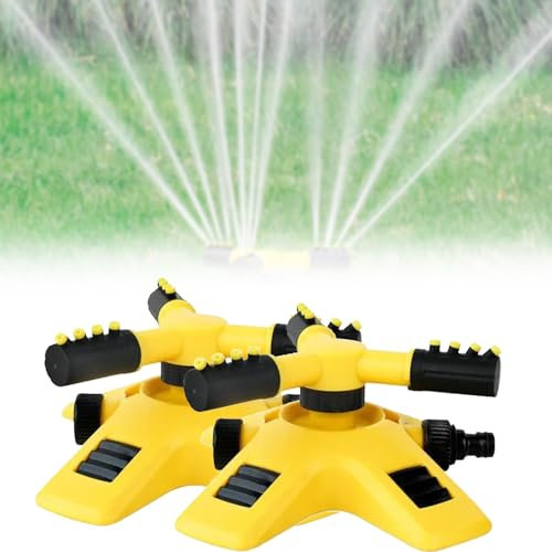 Garden Sprinkler Automatic Lawn Water Sprinkler, Sprinklers for Lawns, 360 Degree 3 Arm Rotating Gardern Sprinkler Irrigation System for Watering Your Lawn Plants Flowers Veggies (2-Count)
