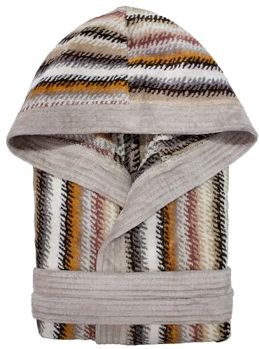 Nada Home Accappatoio Unisex Uomo Donna in Spugna Velour Cinigliato 100% Cotone 500gr con Cappuccio – Morbido, Assorbente ed Elegante, Design Jacquard