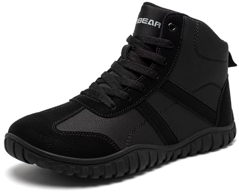 HOBIBEAR Unisex Wide Barefoot Boots for Mens Womens Hiking Outdoor Walking Shoes(Black,UK 10)