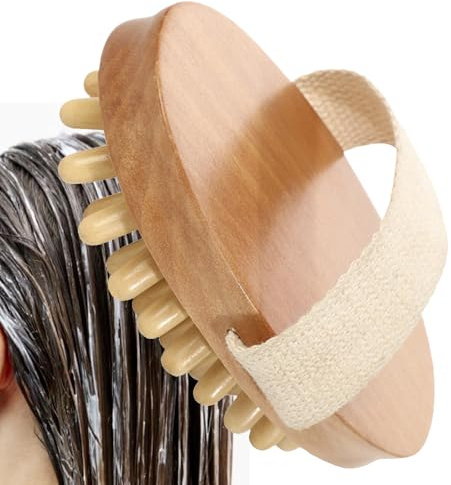 Pruojhw Cepillo de Masaje Corporal,Cepillo Corporal Para Cepillado Y Masaje - Peine De Madera Relajante Para Cuidado Diario En Casa Y Viaje