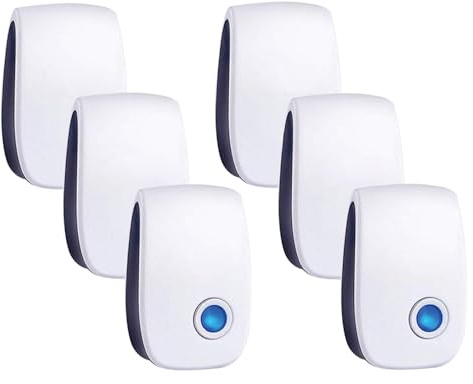 6 Packs Ultrasonic Pest Control Repeller, Electronic Pest Repellent Plug in Indoor for Insect Roaches Spider Ant Bug Cockroaches Mosquito Mouse Repellent for House Kitchen Garage Warehouse