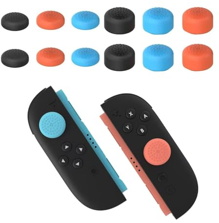6Pairs Thumb Grips for Nintendo Switch 2- Dual Height (0.5cm & 1.5mm) Grip Set, Enhanced Control Thumb Caps for Switch 2, Anti-Slip Joystick Covers & Button Protectors (Orange/Black/Blue)