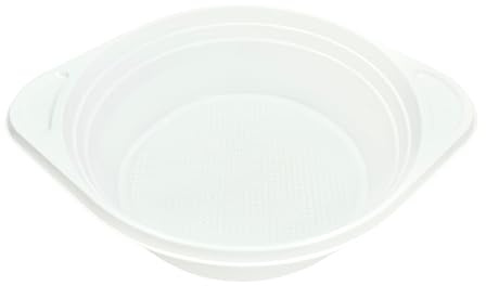Commerline 500 ml Mehrweg Suppenterrine, 100 Stück Robust Suppenteller mit Ohren, Tiefe weiß Suppenschüsseln, Suppenschale aus Polypropylen, Plastikschalen für Zuhause, Gastronomie und Catering