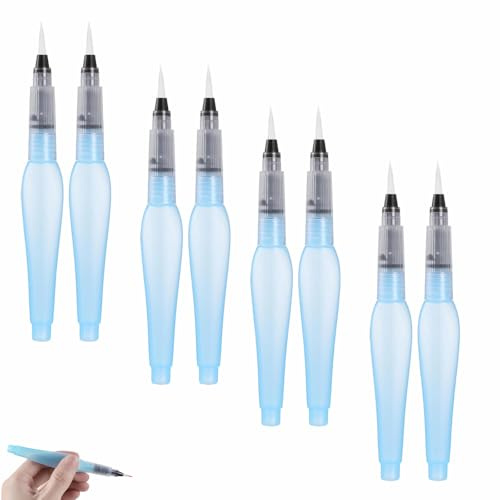 8 Pezzi Penne Acquerellabili Pennelli per Acqua Ricaricabili Water Brush Pennello con Serbatoio riempibile Punta fine per Pittura ad Acquerello Artistica