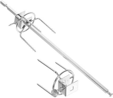 Toyvian Tenedor Giratorio para Pollo de Acero Inoxidable 304, Juego Profesional Eje de 28 Cm para Barbacoa y Horno, Herramienta para Asar Carne y Suministros de Parrilla