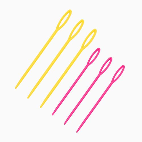 6 Stücke Kunststoff Nähnadeln, Sticknadeln Wollnadeln, Strick Nadeln, für Kinderhandwerk und Nadelprojekte