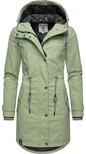 Peak Time Damen Regenjacke Regenmantel Jacke wasserdicht mit Kapuze L60042 Pastel Green22 Gr. M